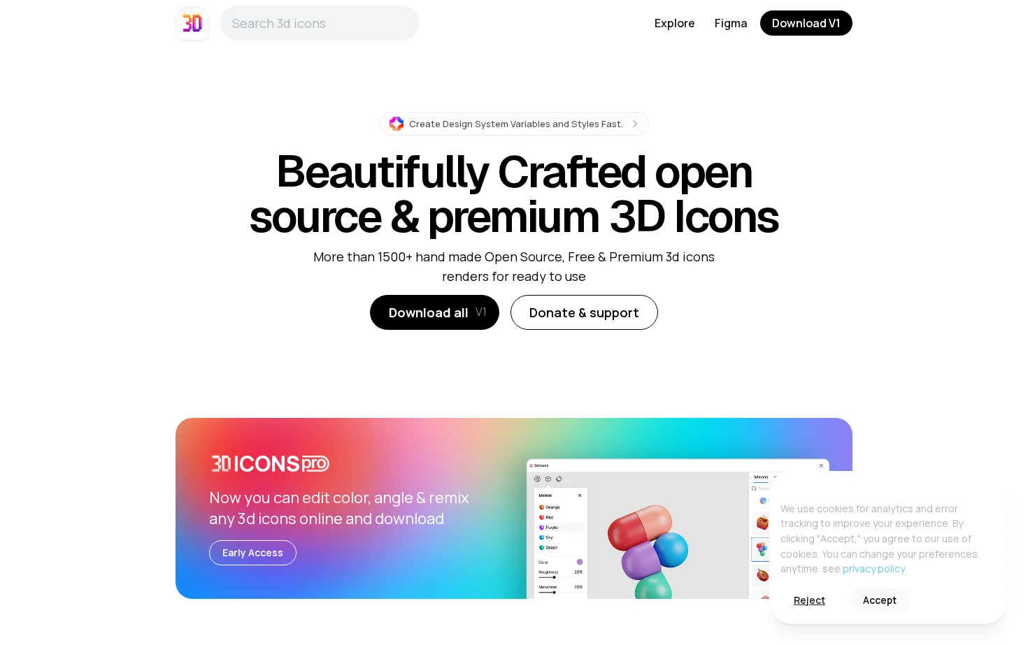 Beautifully Crafted Open Source & Free Premium 3D Icons 页面快照